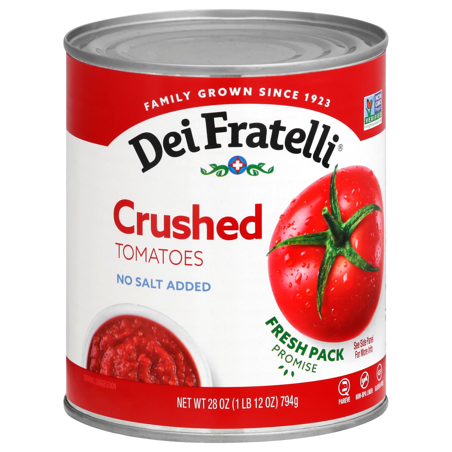 Dei Fratelli Crushed No Salt Added Tomatoes 28 oz