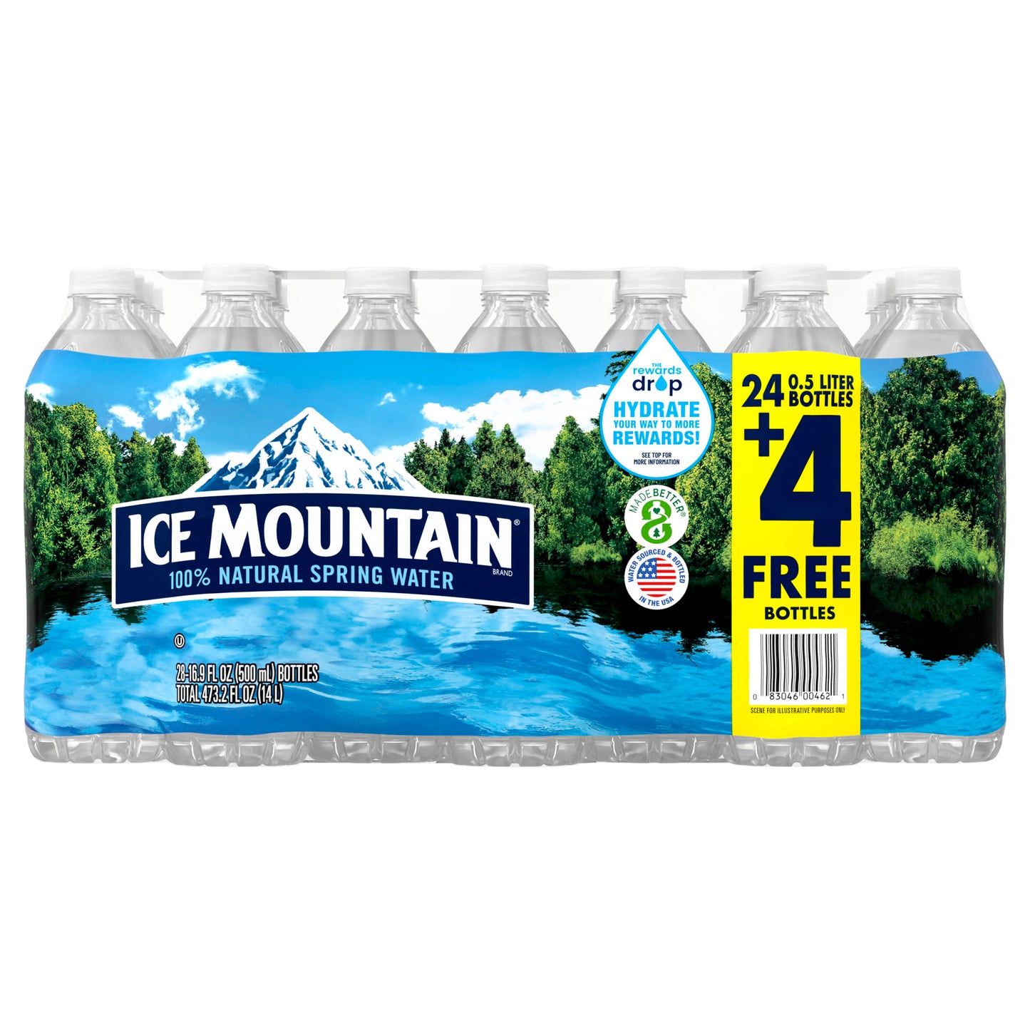 ICE MOUNTAIN Brand 100% Natural Spring Water, 16.9-ounce plastic bottles (Total of 28)